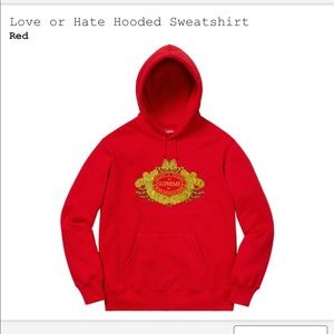 Supreme Love or Hate Sweatshirt (RED) Size L